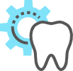 Tooth in front of gear icon