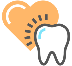 Tooth in front of heart icon Tooth in front of heart icon